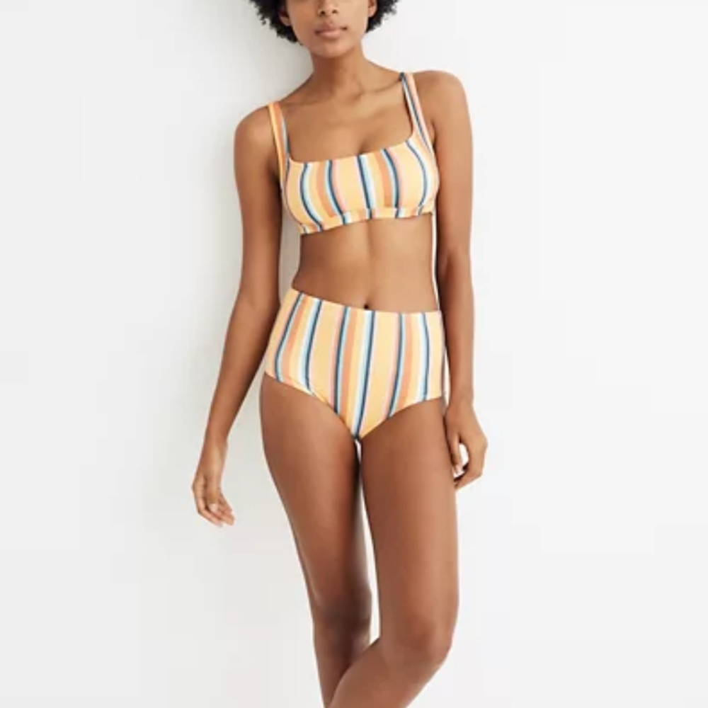 Madewell Hi Waisted Almeria Stripe Bikini Set size XS